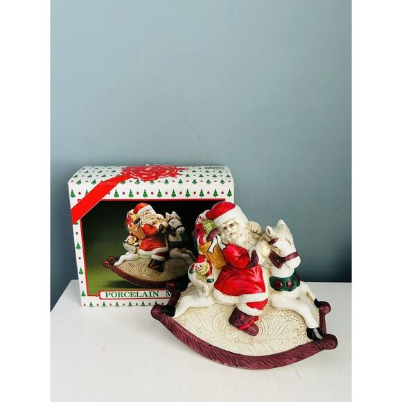 Vintage Target Music Box Santa on Rocking Horse Ceramic Musical In Original Box - Picture 2 of 10